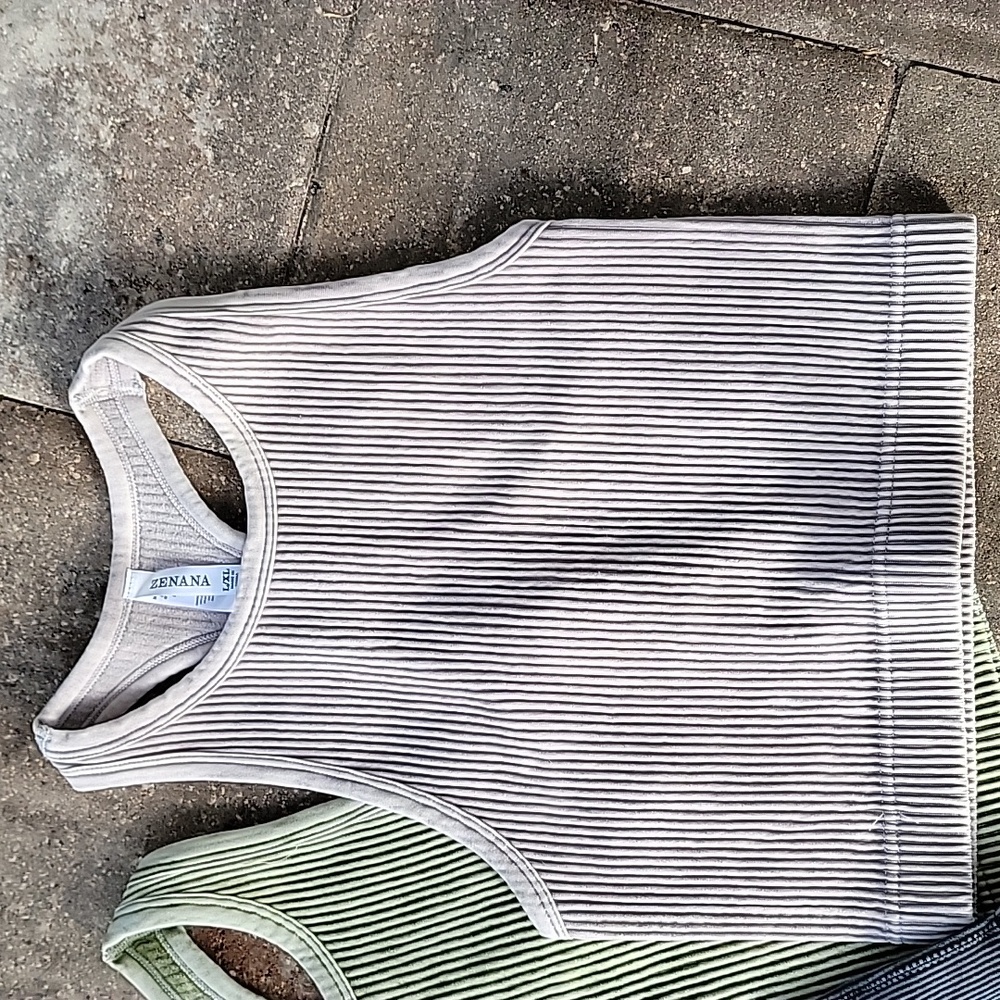 Zenana Bundle Of 3 Racer Back Long Line Ribbed Brami Sz L/XL Black, Olive & Nude - Picture 3 of 6